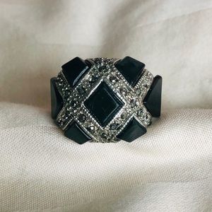 3 for $20: Black diamond & silver cocktail ring